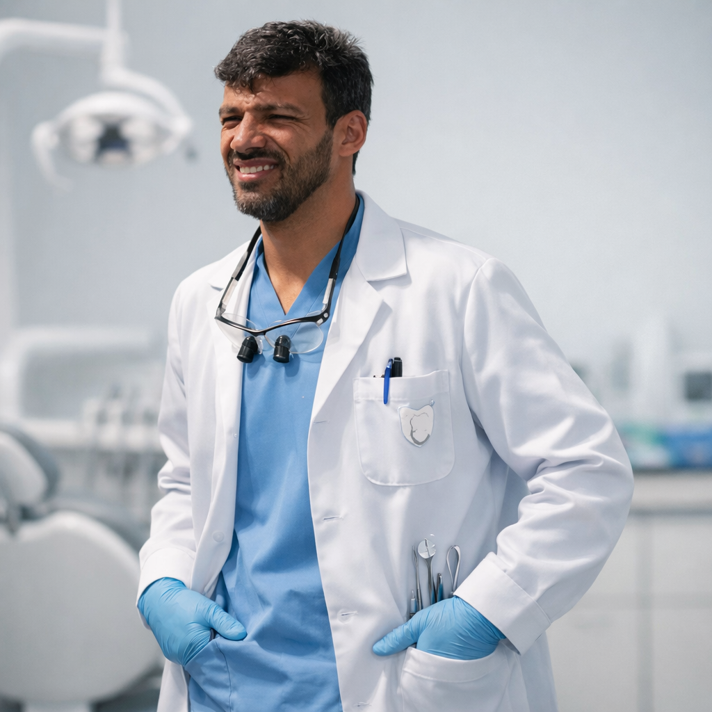 Dr. Yousef Abu Koush in his dental clinic